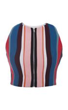 Hussein Bazaza Silk Striped Crop Top