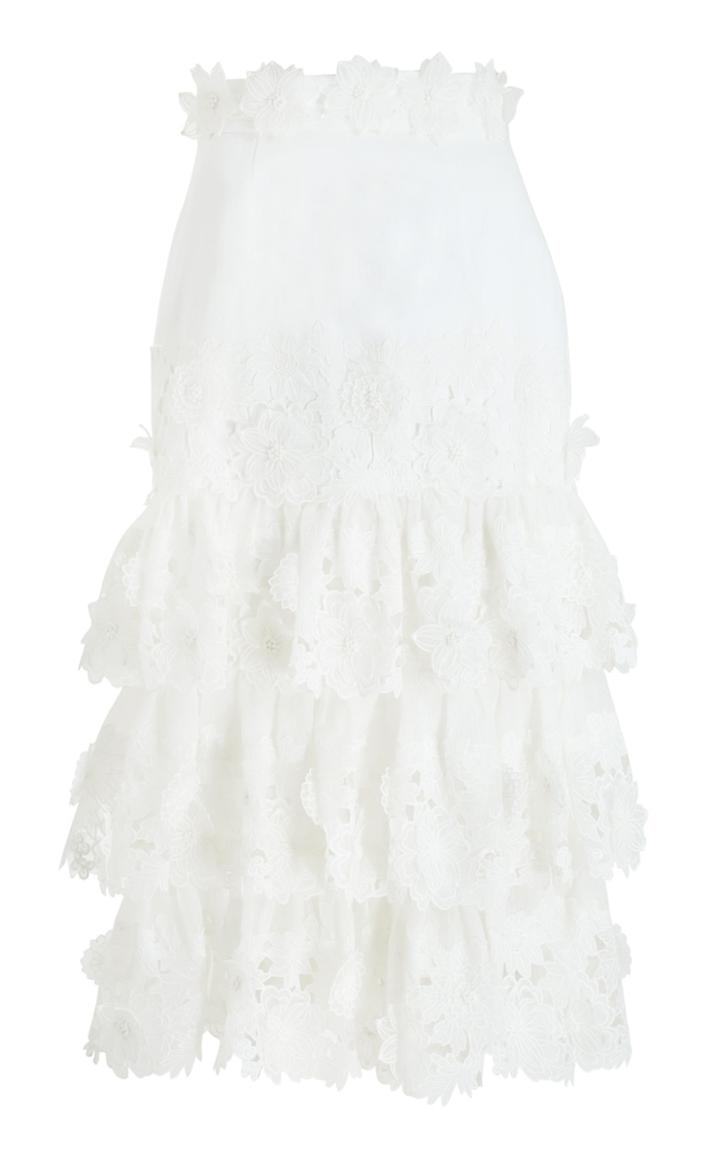 Moda Operandi Zimmermann The Lovestruck Silk-linen Midi Skirt