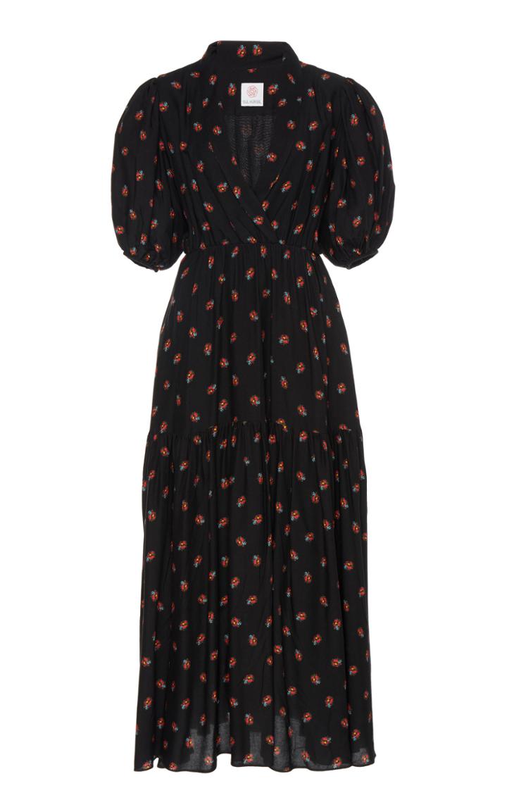 Gl Hrgel Floral-print Crepe Midi Dress Size: M