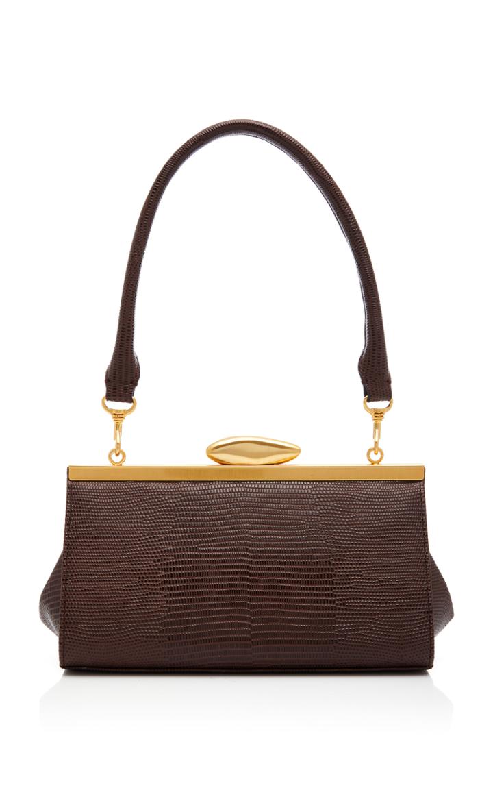 Moda Operandi Reike Nen Pebble Long Mini Lizard-effect Leather Crossbody Bag