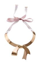Etro Rose Gold Metal Bow Choker With Velvet Tie