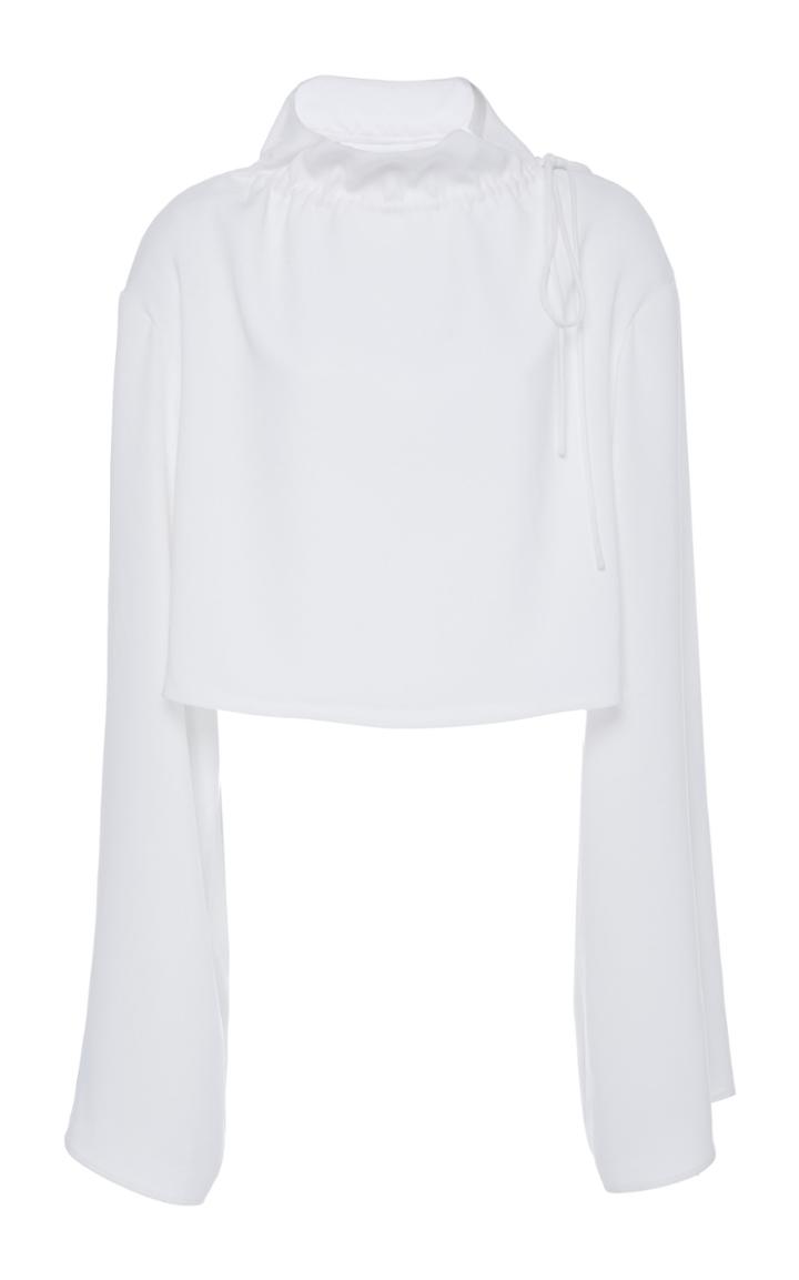 Pyer Moss Cropped Pleated Taffeta Gusset Blouse