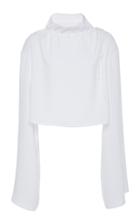 Pyer Moss Cropped Pleated Taffeta Gusset Blouse