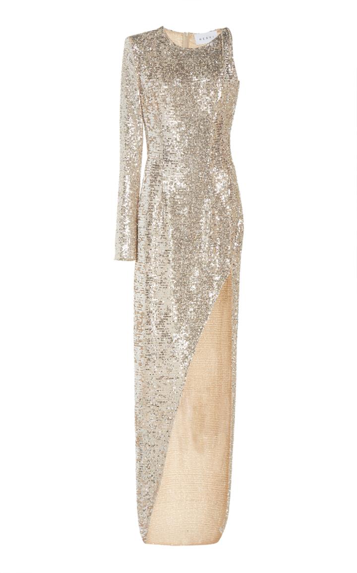 Nervi Kendall Asymmetric Sequined Chiffon Maxi Dress