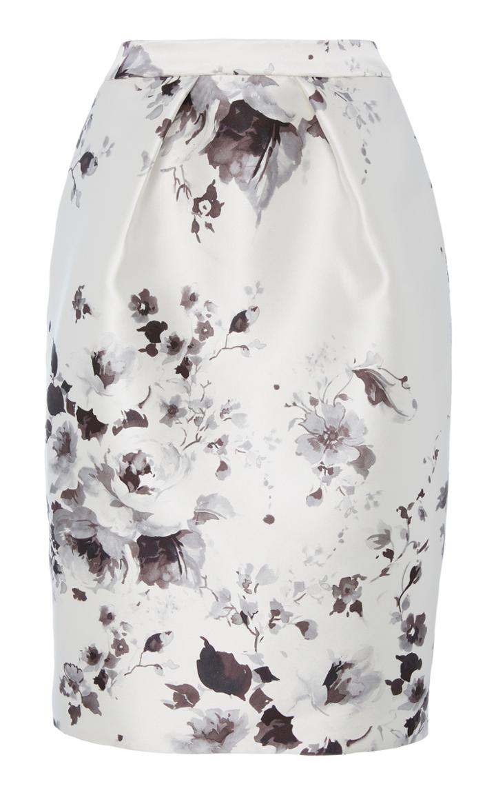 Monique Lhuillier Floral Printed Pencil Skirt