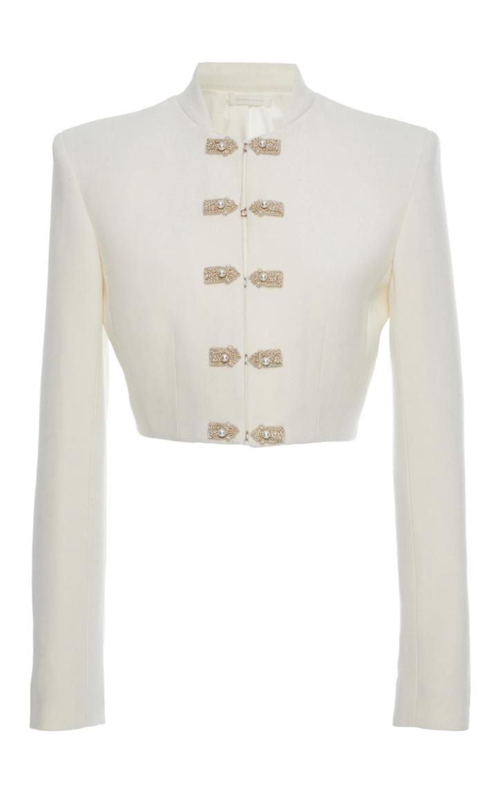 Jonathan Simkhai Embellished Wool Crop Jacket