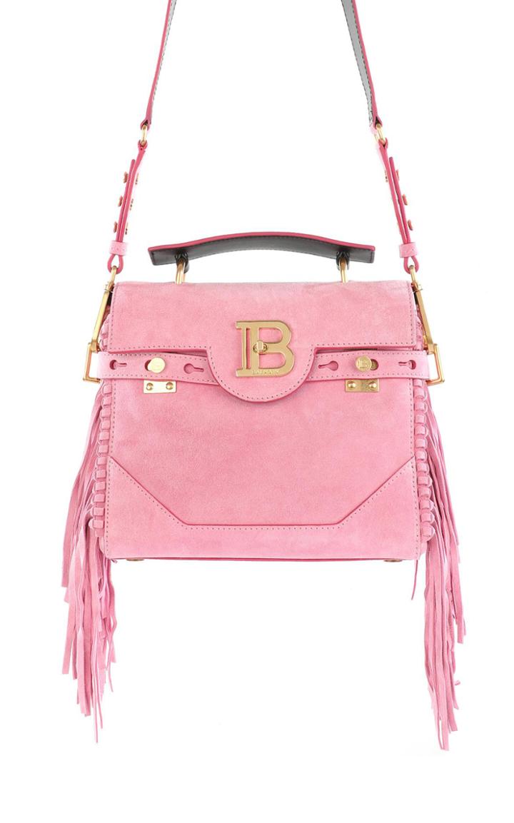 Moda Operandi Balmain Bbuzz 23 Fringed Suede Top Handle Bag