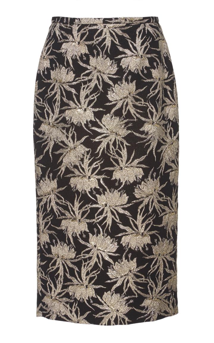 Rochas High Waist Floral Brocade Pencil Skirt