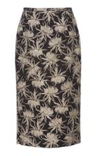 Rochas High Waist Floral Brocade Pencil Skirt