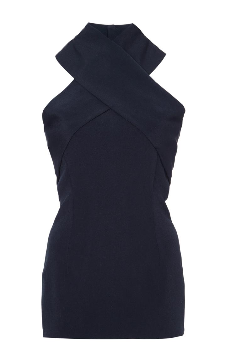 Cushnie Et Ochs Navy Stretch Cady Halter Top