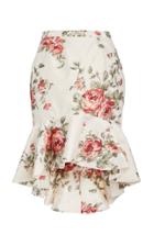 Moda Operandi Marchesa Floral-embroidered Taffeta Skirt