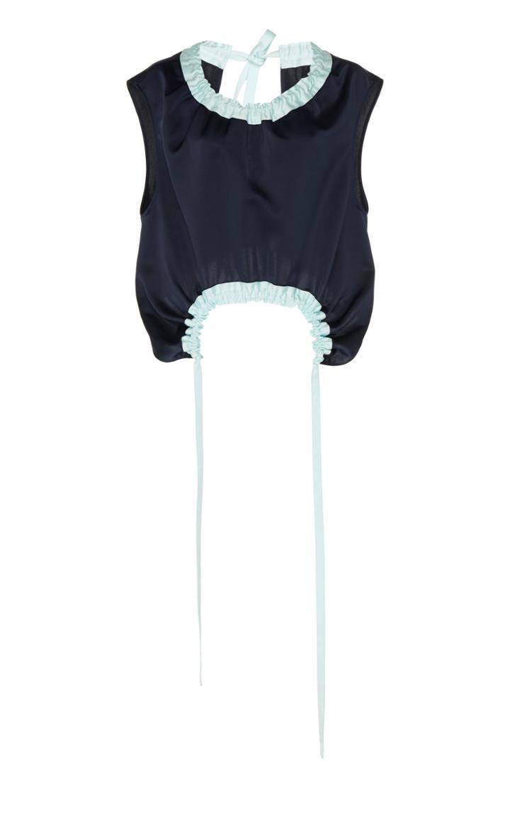 Cdric Charlier Cropped Ruched Satin Top