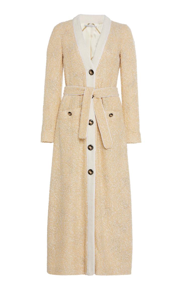 Alessandra Rich Belted Tweed Robe Dress
