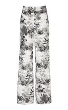 Moda Operandi Adam Lippes Printed Twill Pintuck Wide Leg Trousers Size: 0