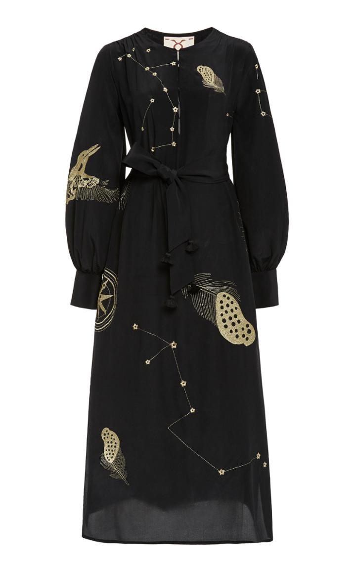 Figue Etienne Silk Embroidered Dress