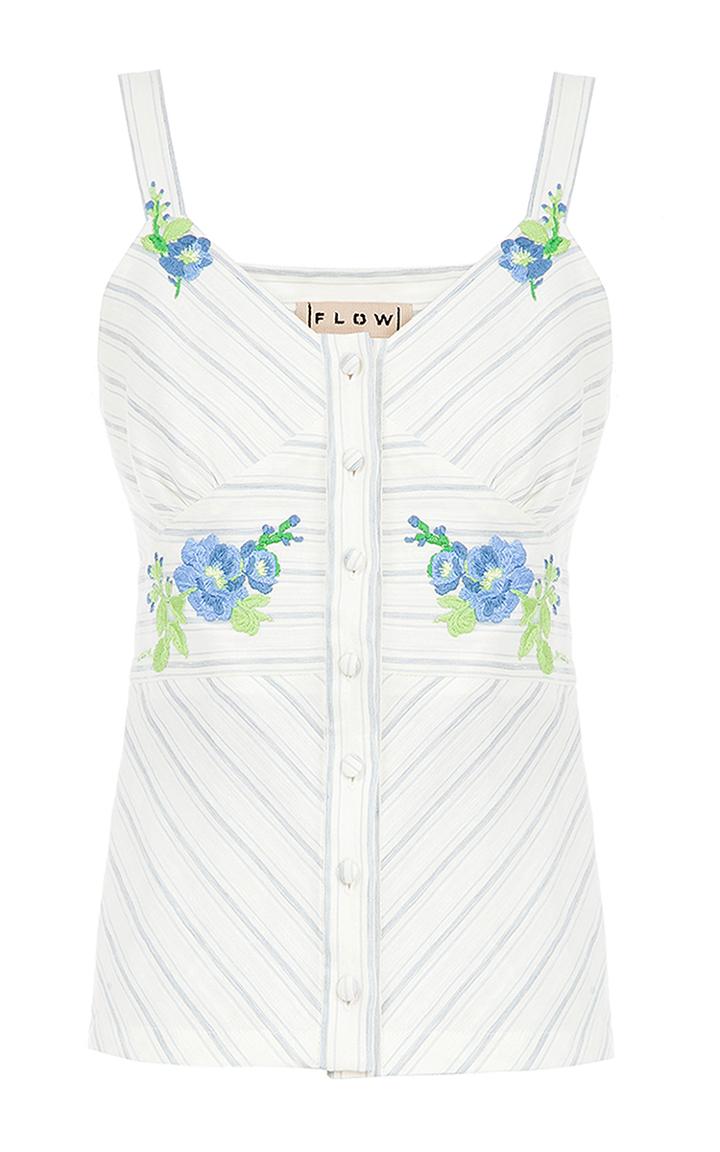 Flow The Label Stripe Embroidered Sleeveless Top