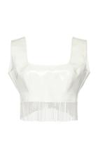 Rowen Rose Pearl-fringed Cropped Vinyl Top