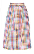 Mds Stripes Button Down Side Slit Skirt