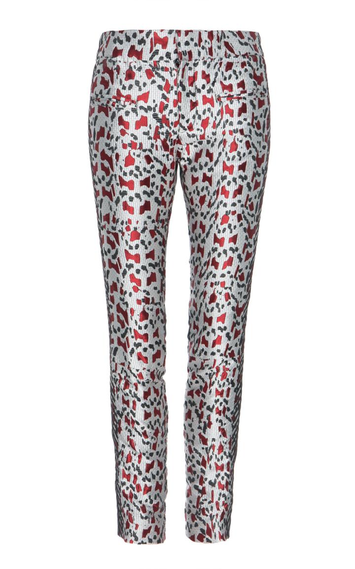 Haider Ackermann Skinny Metallic Embroidered Trousers