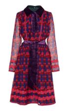 Anna Sui Velvet-trimmed Rosette Chiffon Dress
