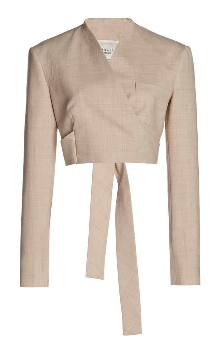 Moda Operandi A.w.a.k.e. Mode Wool Cropped Wrap Blazer