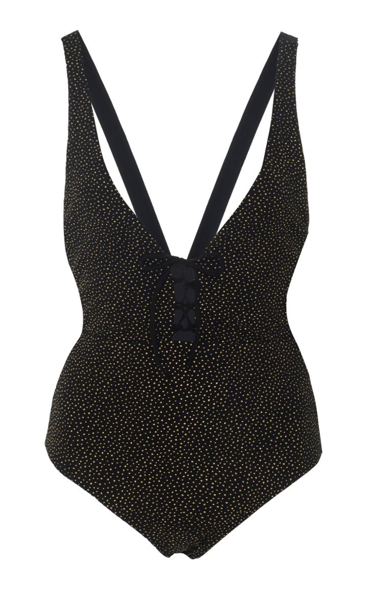 Onia Iona Lace-up Polka-dot Swimsuit