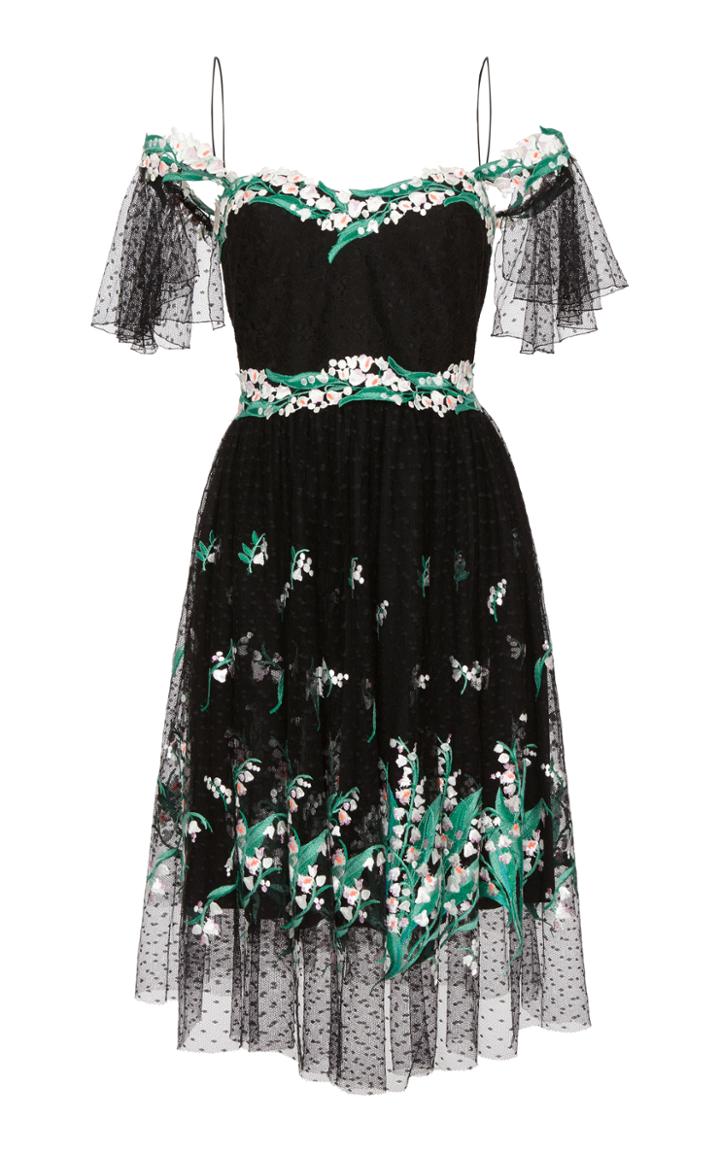 Blumarine Floral Point D'esprit Dress