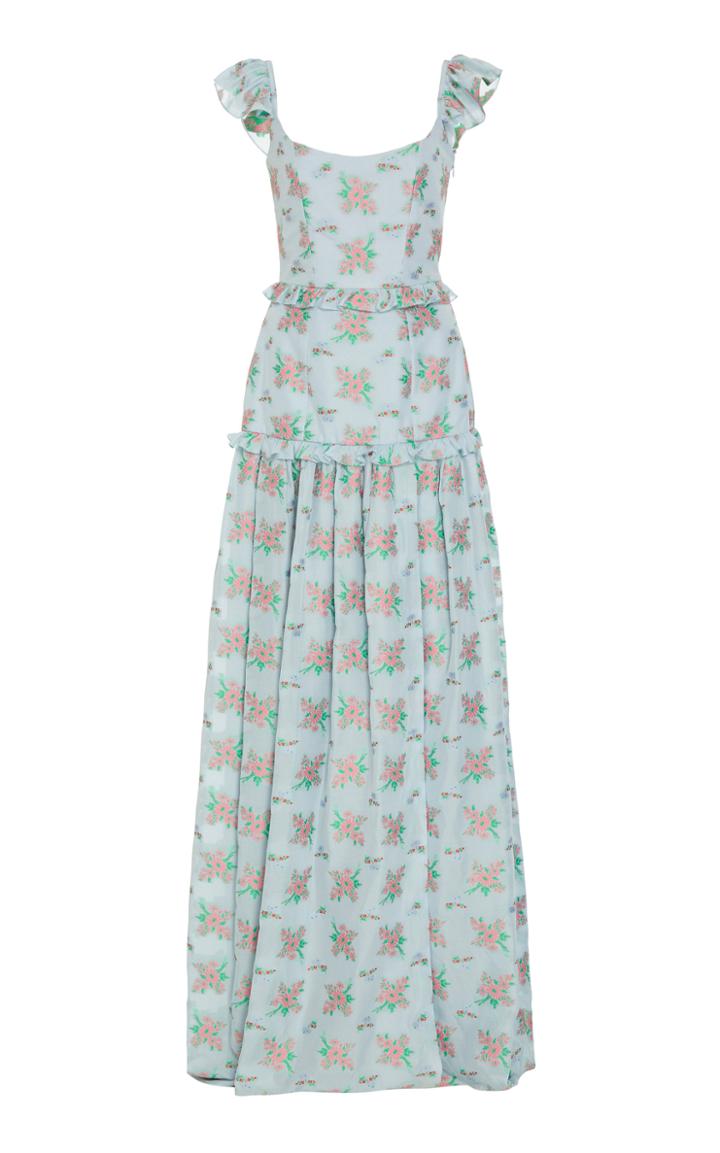 Markarian Arabella Ruffled Floral-print Crepe De Chine Gown