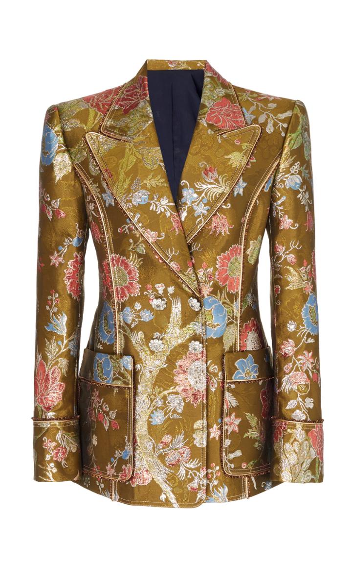 Peter Pilotto Metallic Floral Jacquard Blazer Size: 12
