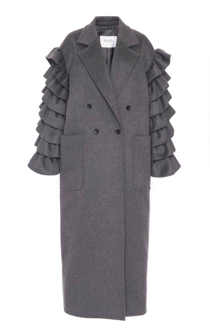 Moda Operandi Max Mara Foirigi Ruffled Cashmere Double-breasted Coat