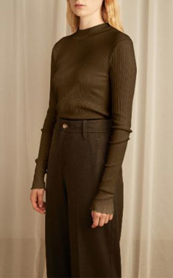 Moda Operandi Vince Texured-knit Mock-neck Top