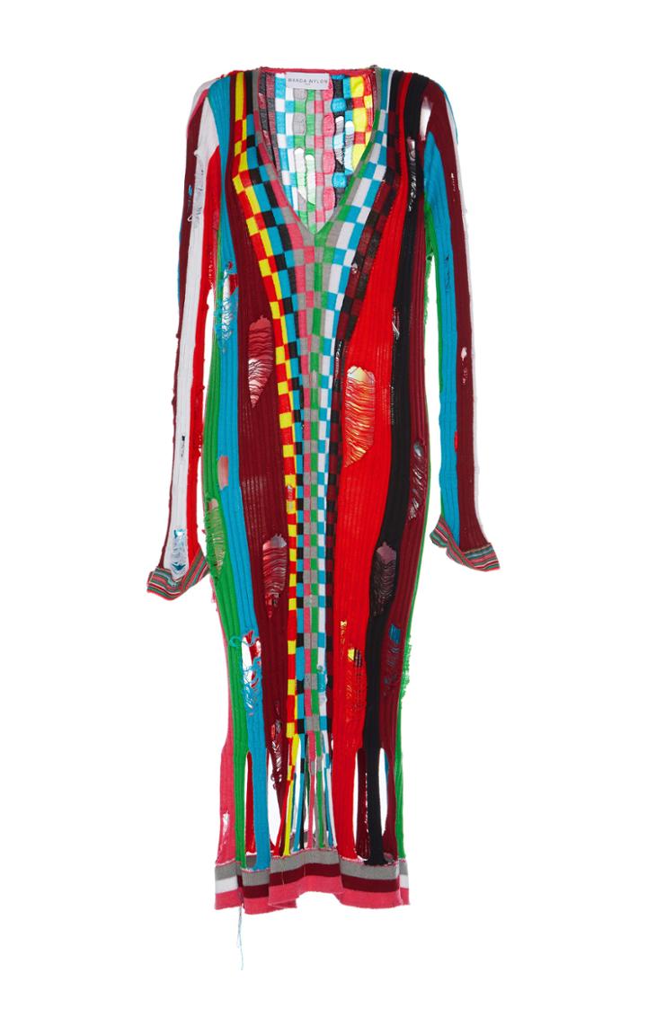 Wanda Nylon V Neck Knit Dress