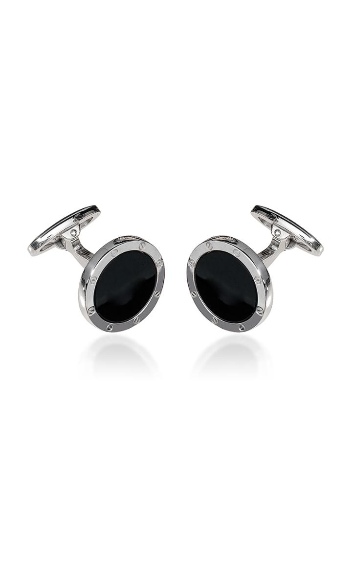 Jan Leslie Round Onyx Screw Sterling Silver Cufflinks
