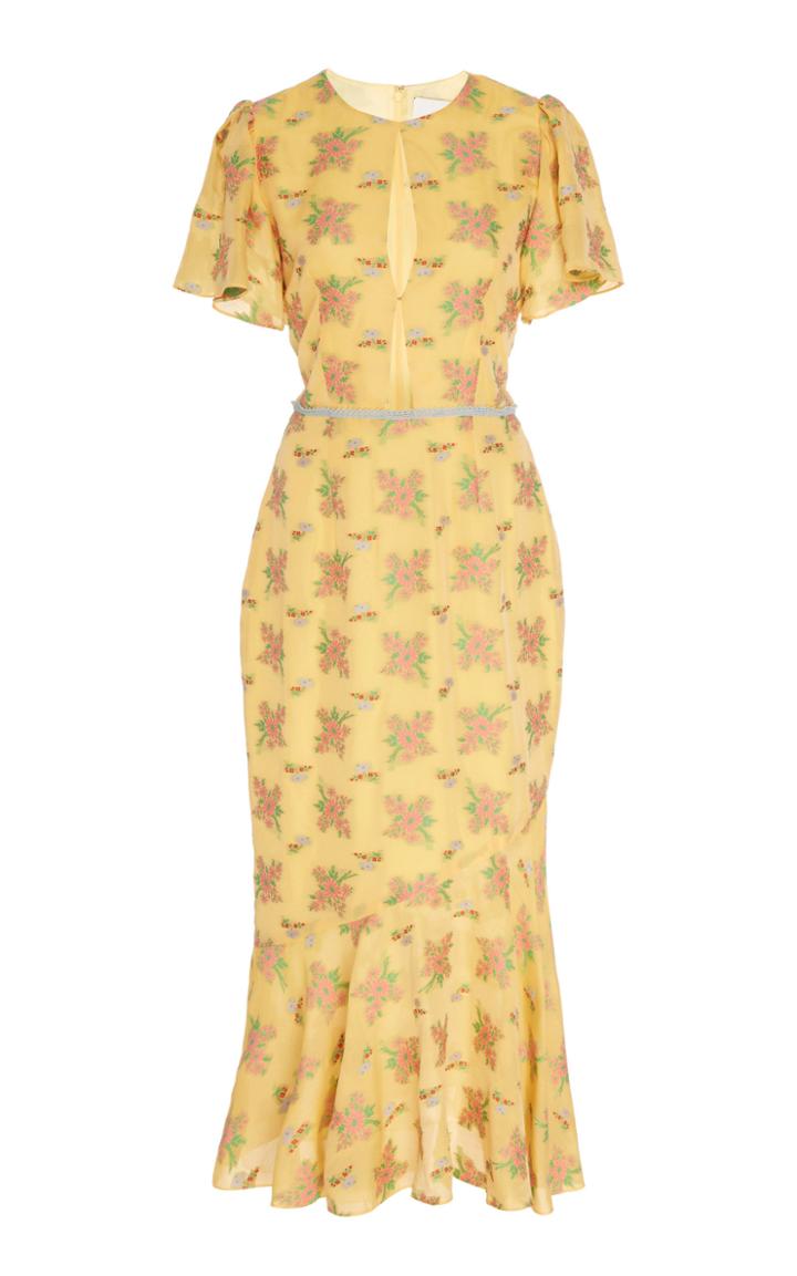 Moda Operandi Markarian Rodomonte Floral Draped Flounce Sleeve Dress Size: 0