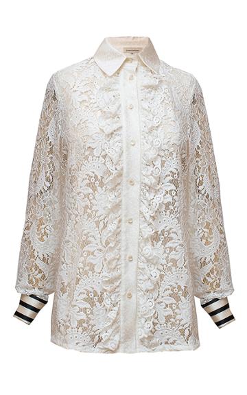 Diana Kvariani Striped Cuffs Lace Shirt