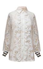 Diana Kvariani Striped Cuffs Lace Shirt