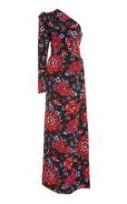 Rebecca De Ravenel Silk Georgette One Shoulder Gown