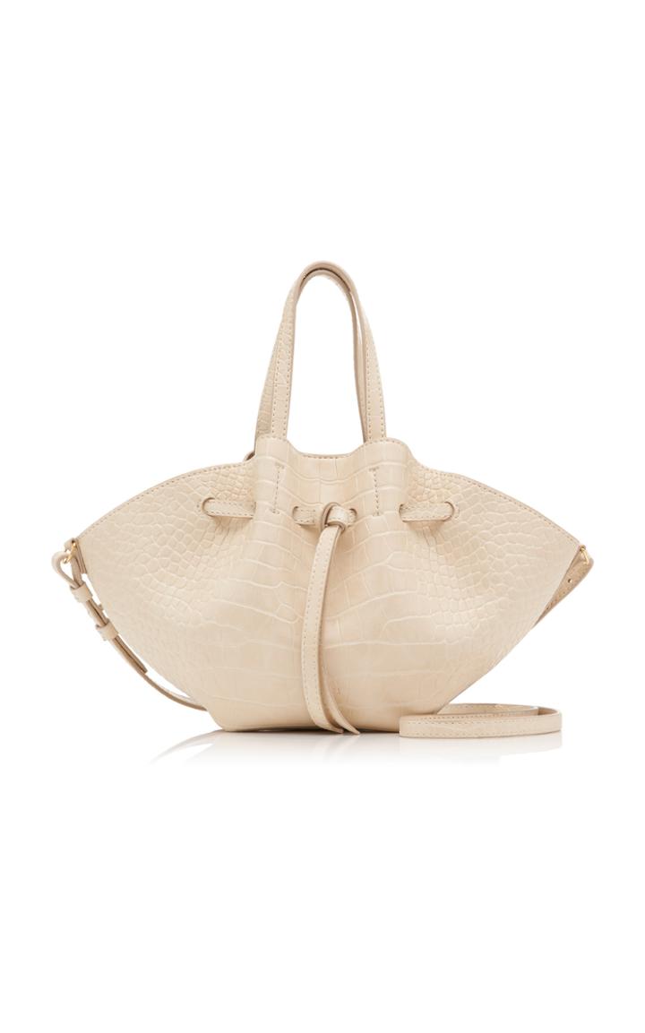 Nanushka Mini Lynne Croc Embossed Leather Convertible Gathered Bag