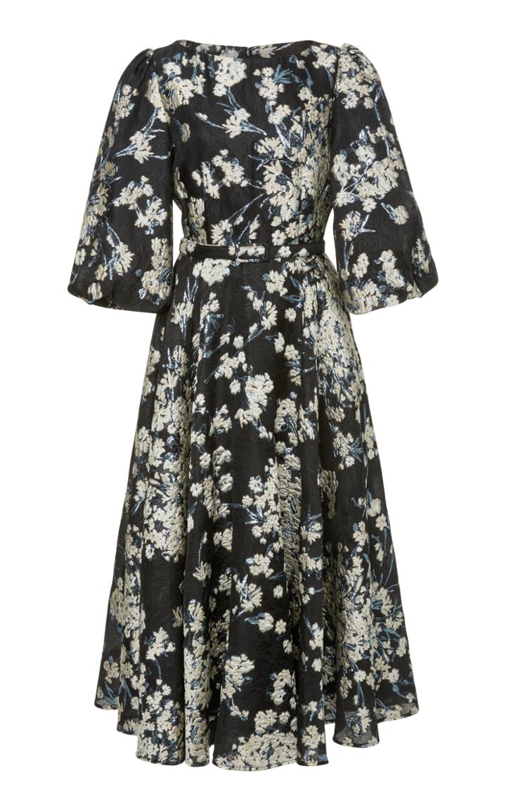 Co Floral Belted Midi Dress