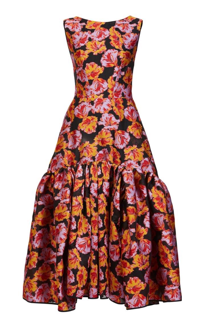 Maticevski Blooming Floral Crepe De Chine Midi Dress