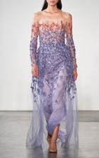 Moda Operandi Pamella Roland Ombr Floral-embellished Chiffon Dress Size: 0