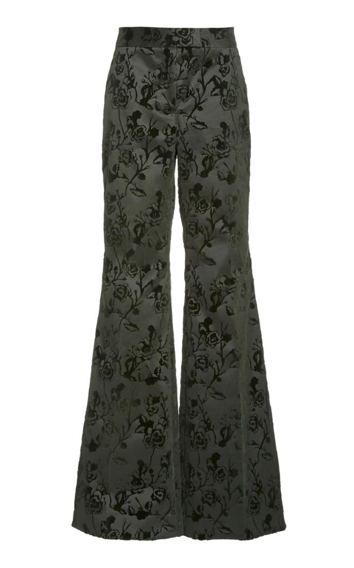 Moda Operandi Marina Moscone Embossed Velvet Flared Cotton-blend Pants