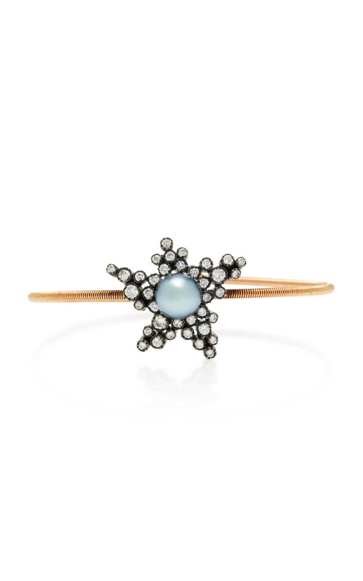 Montse Esteve 18k Gold, Oxidized Silver, Diamond And Pearl Cuff