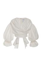 Acler Melross Wrap-effect Cotton-blend Top Size: 2