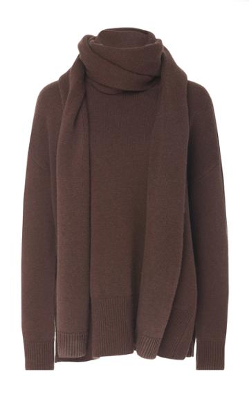 Co Wool Cashmere Scarf Neck Wool Sweater