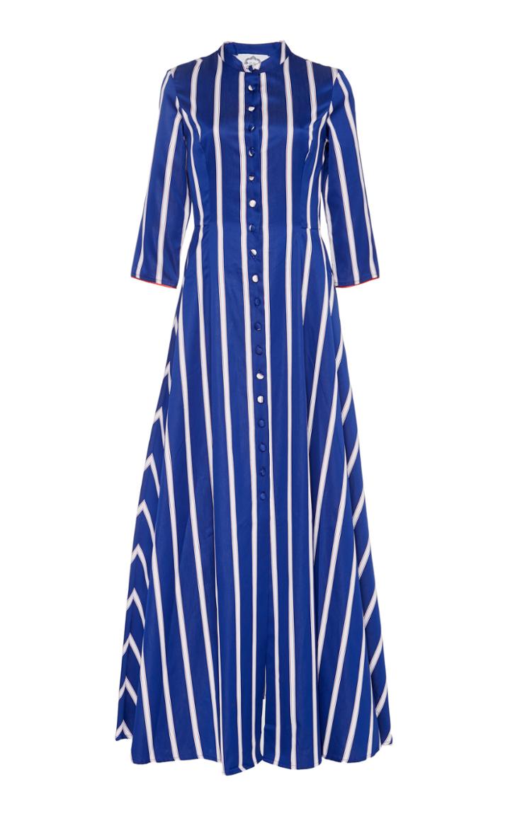 Evi Grintela Carine Striped Cotton Maxi Shirt Dress