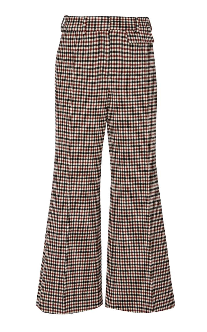 Khaite Andreea Checked Wool-blend Wide-leg Pants Size: 0