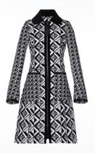 Andrew Gn Embroidered Coat With Velvet Trim