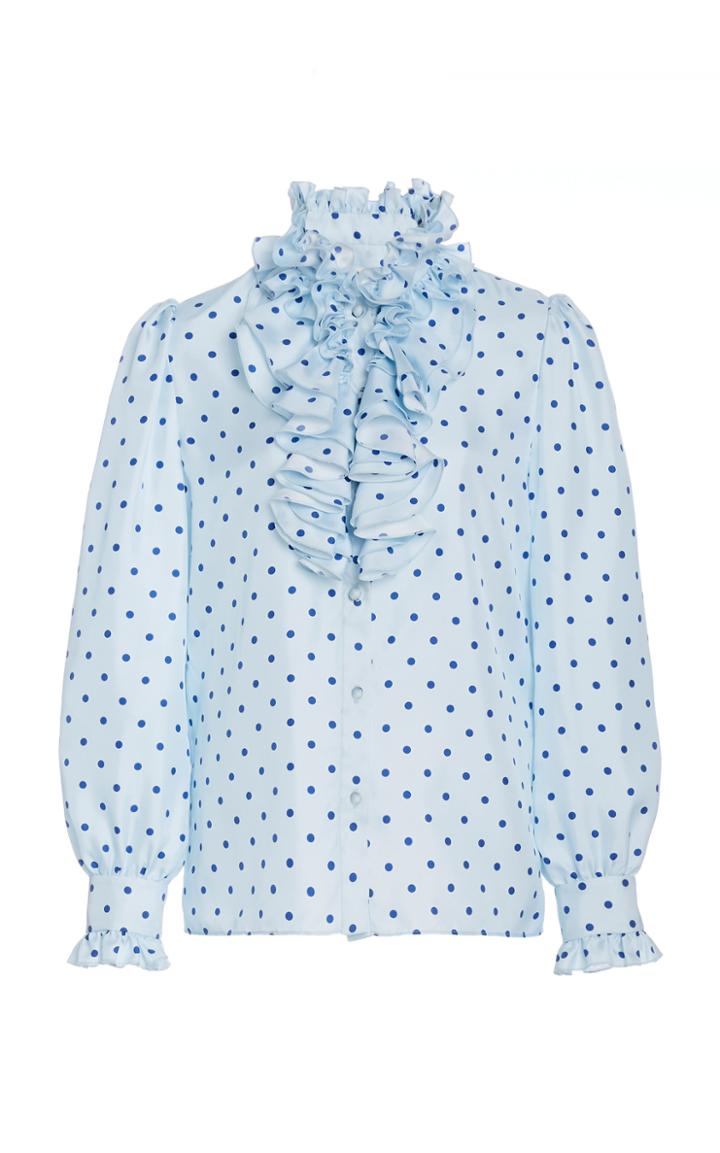 Moda Operandi Rodarte Belted Ruffle-trimmed Polka-dot Crepe Top