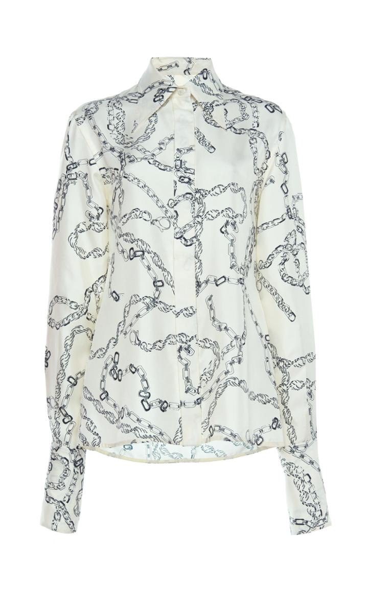 Victoria Beckham Chain-link Print Silk Crepe Blouse